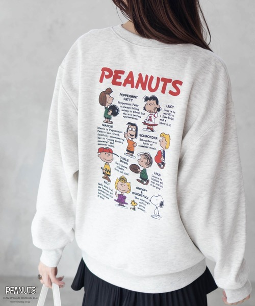 PEANUTS トレーナー スウェット スヌーピー プリント刺繍 ルーズ 