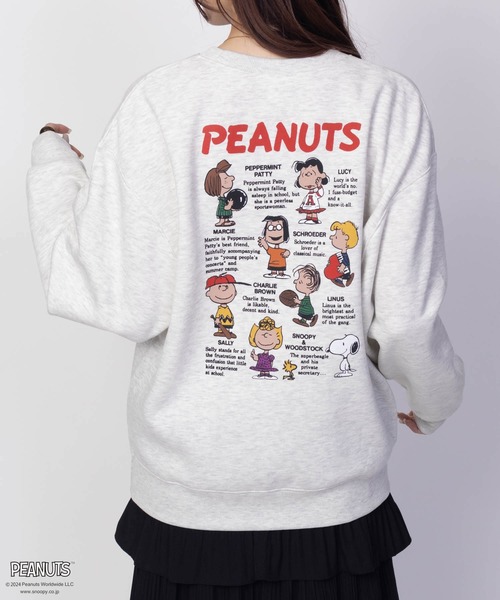 PEANUTS トレーナー スウェット スヌーピー プリント刺繍 ルーズ 