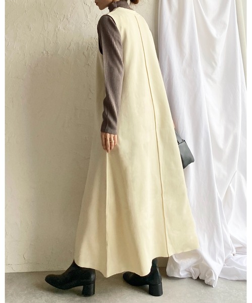 ブレンヘイム ワンピース ロング ノースリーブ Aライン フレア Vネック ブレンヘイム ワンピース ロング ノースリーブ Aライン フレア V