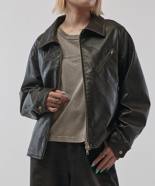 Lui's ブルゾン アウター グランジシンセティックレザーZIP