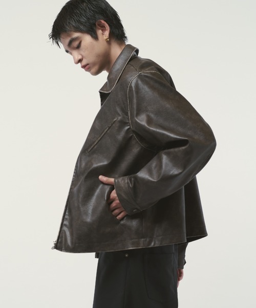 Lui's シンセティックレザーA-2 TYPE 最終価格 Lui's ブルゾン アウター グランジシンセティックレザーZIP