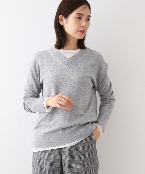 INDIVI ニット セーター 「カシミヤ混」Vネックコクーン