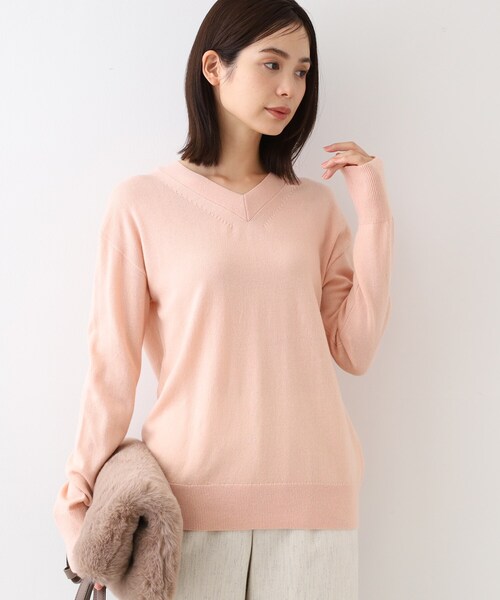 INDIVI ニット セーター 「カシミヤ混」Vネックコクーン