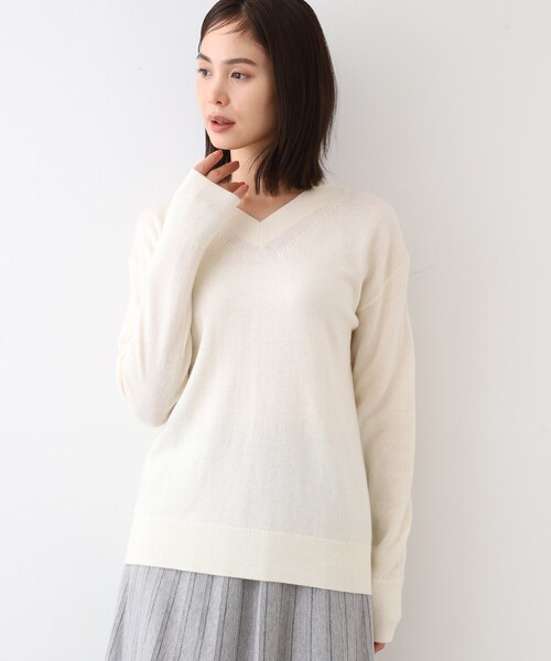 INDIVI ニット セーター 「カシミヤ混」Vネックコクーン