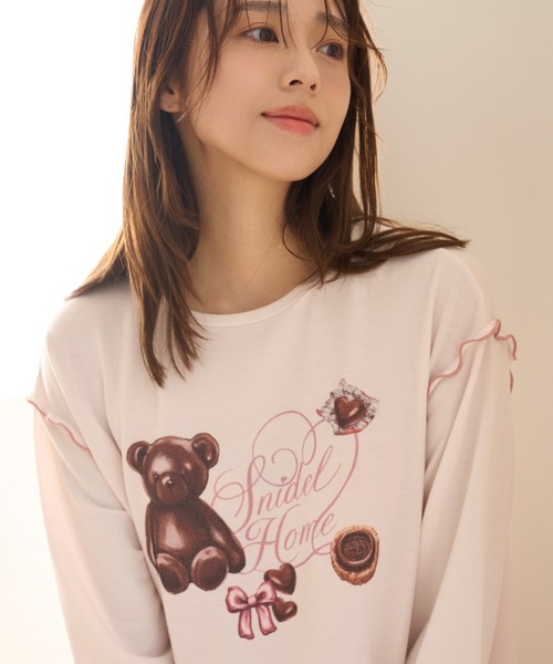 〈上下セット〉SNIDEL HOME チョコモチーフ ルームウェア SNIDEL HOME ルームウェア 部屋着 チョコモチーフTシャツ