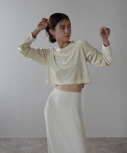 ENC tシャツ velour cropped pullover / ベロアクロップド丈プル