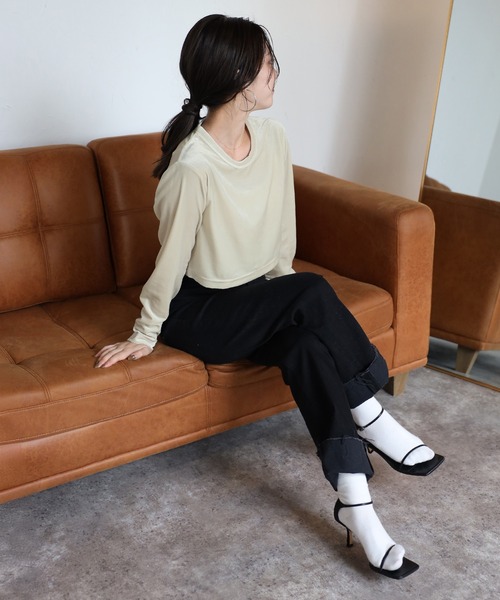 ENC tシャツ velour cropped pullover / ベロアクロップド丈プル