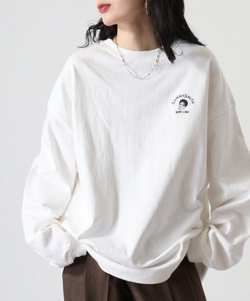tシャツ 「SUNNY SMITH」Smith Signature ワンポイント刺繍ロングスリーブTシャツ レディース メンズ Sunny Smith tシャツ Sunnysmith Signature ワンポイント刺繍