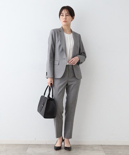 スラックス パンツ 春SALE！「日本製／インポート素材」ウールストレッチ テーパードパンツ レディース | INDIVI | 10