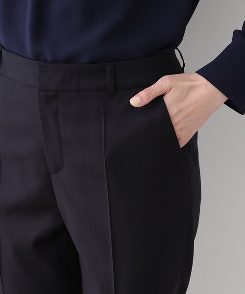 スラックス パンツ 春SALE！「日本製／インポート素材」ウールストレッチ テーパードパンツ レディース | INDIVI | 16