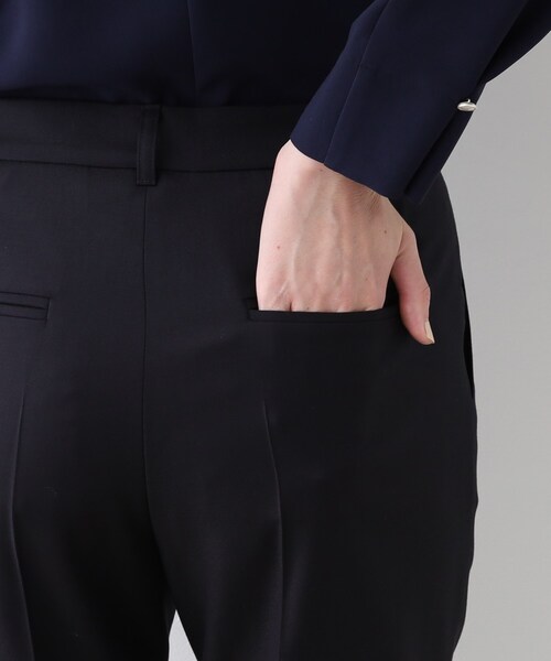 スラックス パンツ 春SALE！「日本製／インポート素材」ウールストレッチ テーパードパンツ レディース | INDIVI | 17