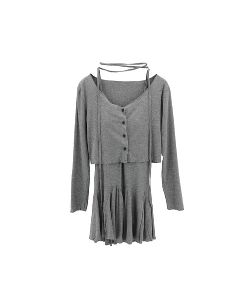 ALLuRing ChaRm ワンピース 夏 Cardigan ＆ Flare Cami Dress Set 