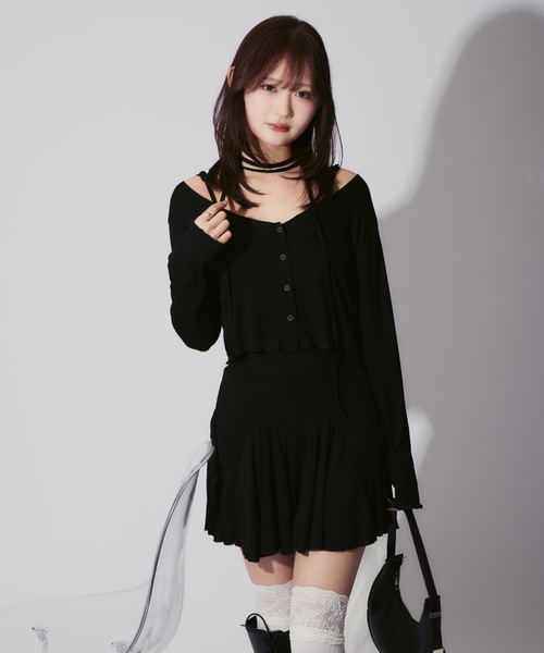 ALLuRing ChaRm ワンピース 夏 Cardigan ＆ Flare Cami Dress Set 