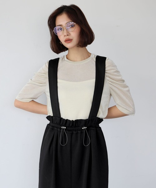 サロペット・オーバーオール・オールインワン HIGH WAIST WIDE SUSPENDERS PANTS ISOOK（アイスー）の「Suspenders wide pants / サスペンダー