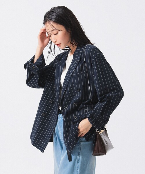 BEAMS BOY ピンストライプ ダブル ジャケット BEAMS BOY（ビームス ボーイ）ピンストライプ ダブル ジャケット