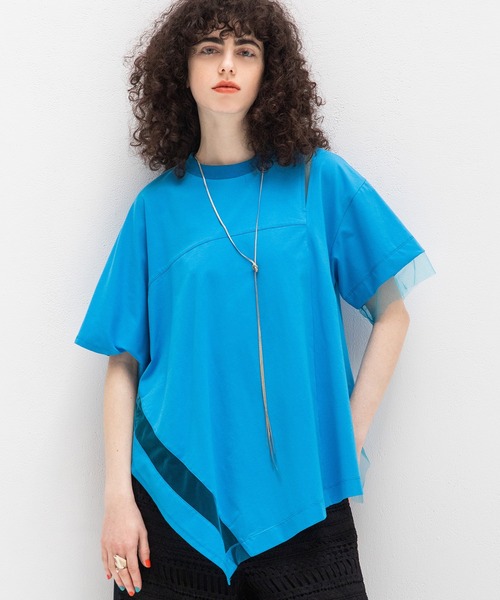 tシャツ シアーアシンメトリーTシャツ レディース