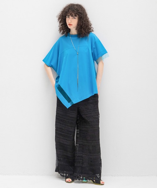 AULA AILA tシャツ シアーアシンメトリーTシャツ レディース