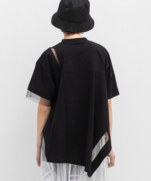 AULA AILA tシャツ シアーアシンメトリーTシャツ レディース