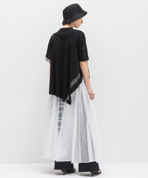 【新品】AULA AILA アウラアイラ✴︎ アシンメトリー　チュール付カットソー AULA AILA tシャツ シアーアシンメトリーTシャツ レディース