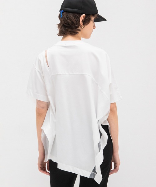 AULA AILA tシャツ シアーアシンメトリーTシャツ レディース