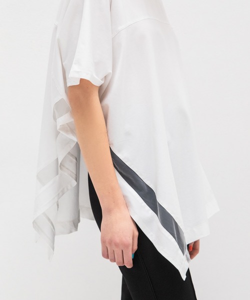 AULA AILA tシャツ シアーアシンメトリーTシャツ レディース