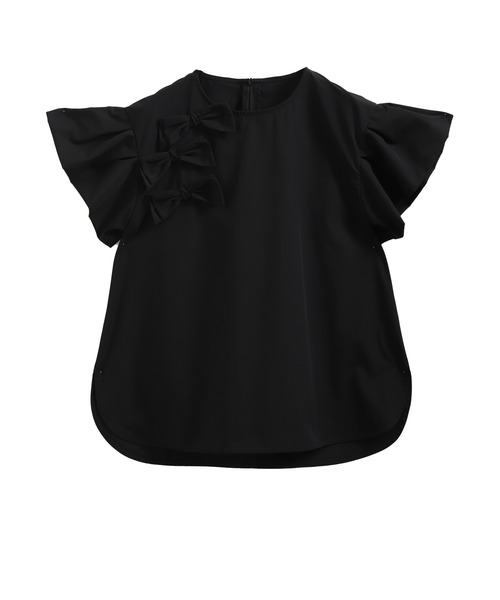 Fit more（フィットモア） フリルスリーブリボントップス レディース