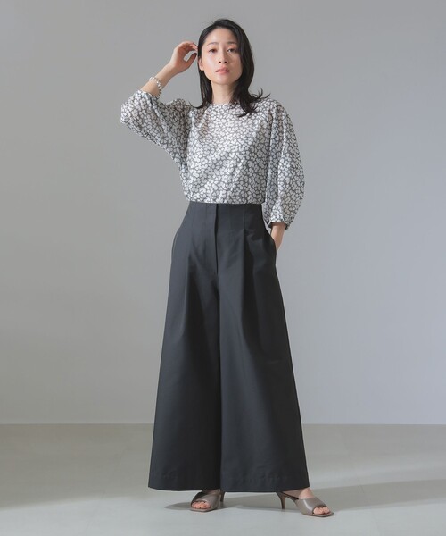 ブラウス シャツ ランタンスリーブ プルオーバー レディース Demi-Luxe BEAMS ブラウス シャツ フラワー ランタンスリーブ