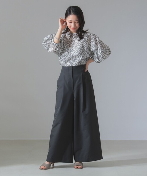 ブラウス シャツ ランタンスリーブ プルオーバー レディース Demi-Luxe BEAMS ブラウス シャツ フラワー ランタンスリーブ