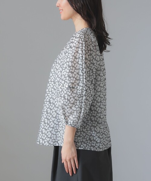 ブラウス シャツ ランタンスリーブ プルオーバー レディース Demi-Luxe BEAMS ブラウス シャツ フラワー ランタンスリーブ