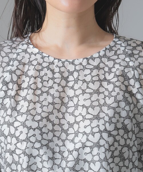 ブラウス シャツ ランタンスリーブ プルオーバー レディース Demi-Luxe BEAMS ブラウス シャツ フラワー ランタンスリーブ