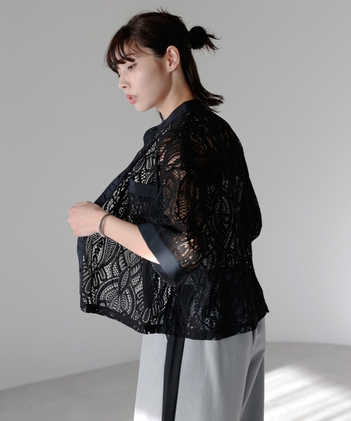 SOTT ブラウス シャツ Cropped lace shirt バンドカラー