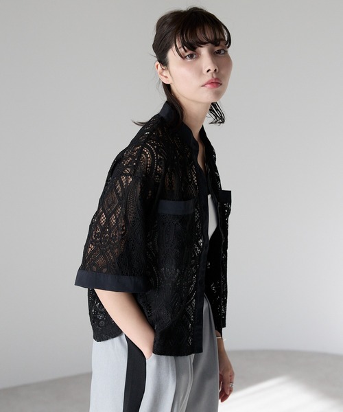 SOTT ブラウス シャツ Cropped lace shirt バンドカラー