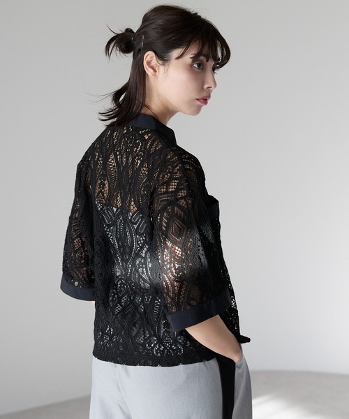 SOTT ブラウス シャツ Cropped lace shirt バンドカラー