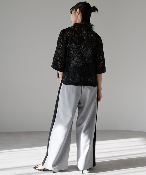 SOTT ブラウス シャツ Cropped lace shirt バンドカラー