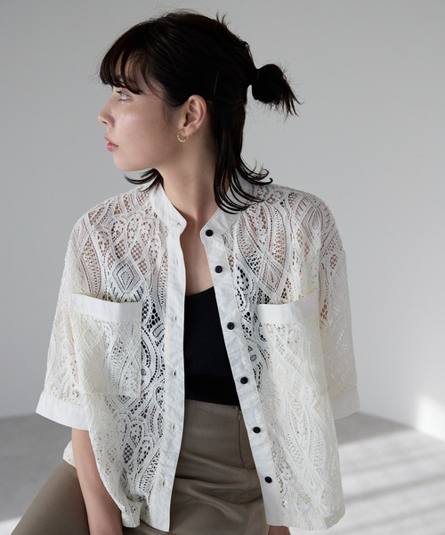 ブラウス シャツ シャツレイヤードツイードトップス レディース LE CIEL BLEU ブラウス シャツ ツイードトップ / Tweed Top