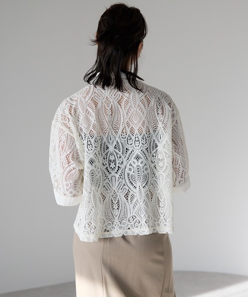 SOTT ブラウス シャツ Cropped lace shirt バンドカラー