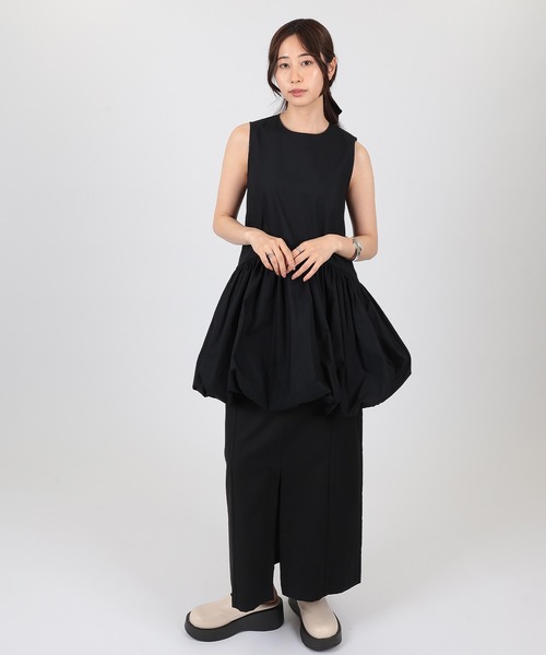 ブラウス シャツ peplum balloon sleeveless blouse レディース