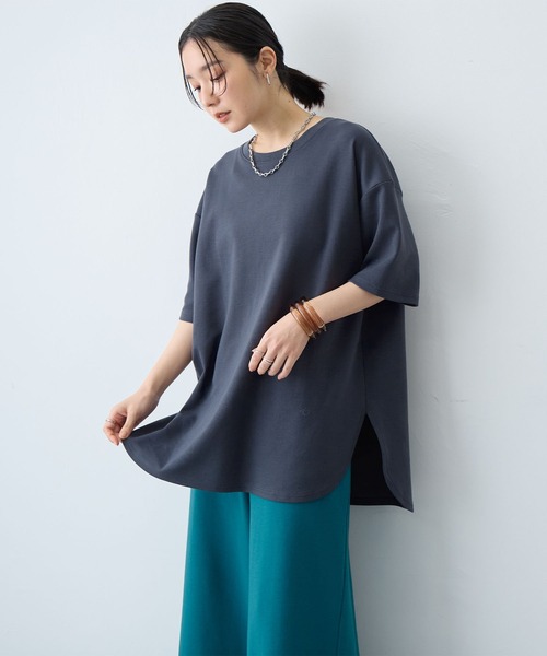 tシャツ 半袖 速乾 「anyfee/大きいサイズ」着てサラなめらかポンチ素材裾ラウンドTシャツ「接触冷感・吸水速乾・機能性」 レディース | anyfee | 02