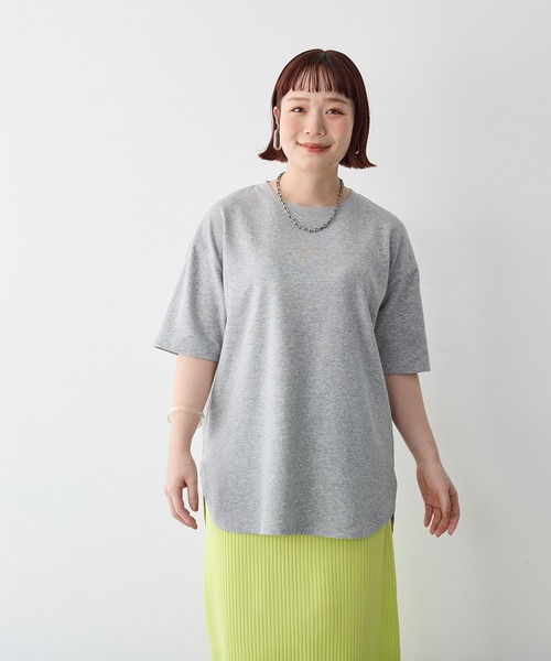 tシャツ 半袖 速乾 「anyfee/大きいサイズ」着てサラなめらかポンチ素材裾ラウンドTシャツ「接触冷感・吸水速乾・機能性」 レディース | anyfee | 10