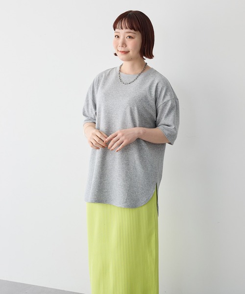 tシャツ 半袖 速乾 「anyfee/大きいサイズ」着てサラなめらかポンチ素材裾ラウンドTシャツ「接触冷感・吸水速乾・機能性」 レディース | anyfee | 13