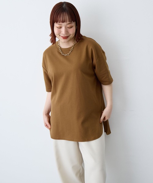 tシャツ 半袖 速乾 「anyfee/大きいサイズ」着てサラなめらかポンチ素材裾ラウンドTシャツ「接触冷感・吸水速乾・機能性」 レディース | anyfee | 16