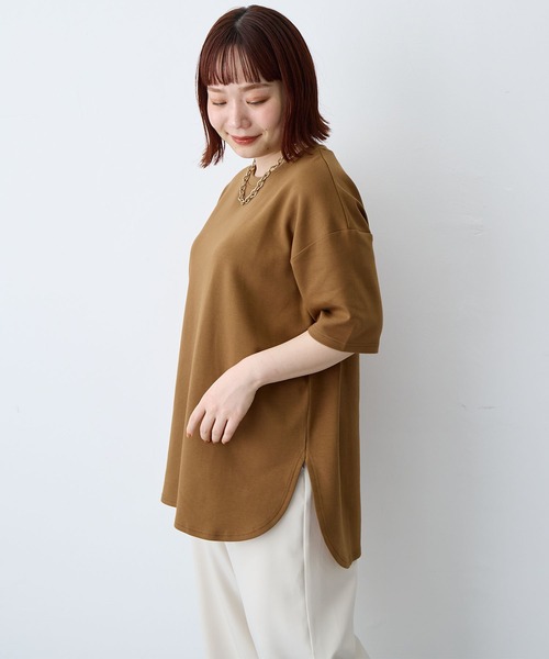 tシャツ 半袖 速乾 「anyfee/大きいサイズ」着てサラなめらかポンチ素材裾ラウンドTシャツ「接触冷感・吸水速乾・機能性」 レディース | anyfee | 17