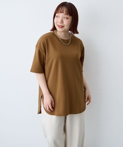 tシャツ 半袖 速乾 「anyfee/大きいサイズ」着てサラなめらかポンチ素材裾ラウンドTシャツ「接触冷感・吸水速乾・機能性」 レディース | anyfee | 19