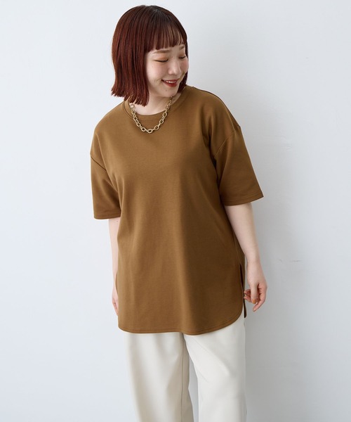 tシャツ 半袖 速乾 「anyfee/大きいサイズ」着てサラなめらかポンチ素材裾ラウンドTシャツ「接触冷感・吸水速乾・機能性」 レディース | anyfee | 22