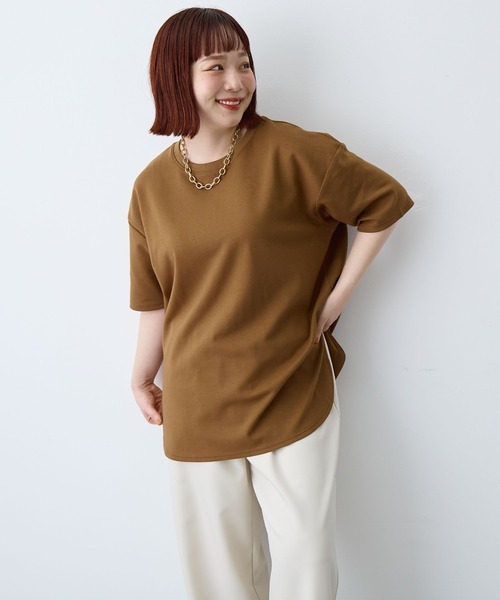 tシャツ 半袖 速乾 「anyfee/大きいサイズ」着てサラなめらかポンチ素材裾ラウンドTシャツ「接触冷感・吸水速乾・機能性」 レディース | anyfee | 15