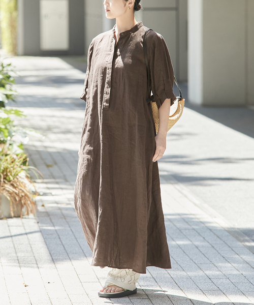 【024】アナイ　リネンレーヨンタックスリーブコート　ワンピース Linen & Linen like｜ANAYI OFFICIAL ONLINE STORE｜アナイ 公式