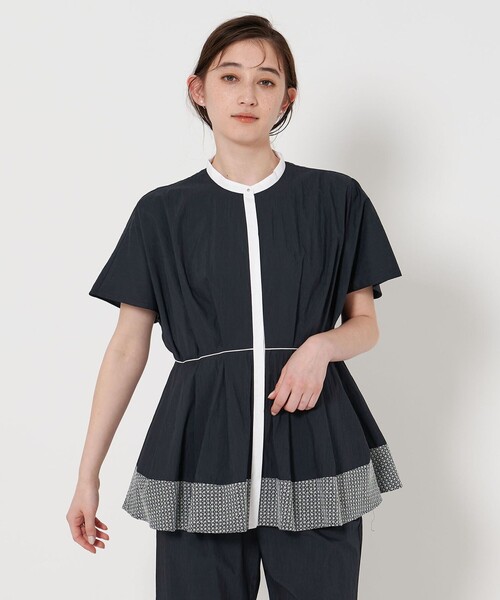 新品　UNITEDARROWS エンブロイダリー ドルマンスリーブ ブラウス　紺 UNITED ARROWS エンブロイダリー ドルマンスリーブ ブラウス