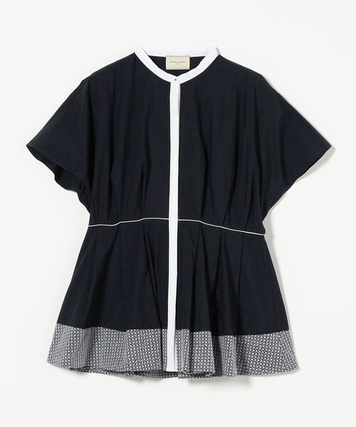 新品　UNITEDARROWS エンブロイダリー ドルマンスリーブ ブラウス　紺 UNITED ARROWS ブラウス シャツ エンブロイダリー ドルマン