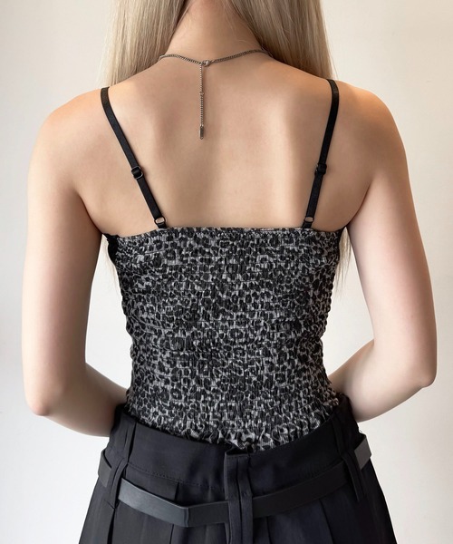 SHEIN ROMWE レオパード柄 ピンクリボン キャミソールトップ