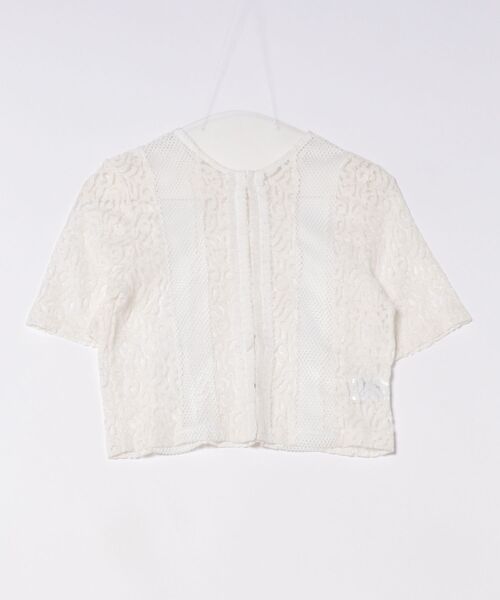 ブラウス シャツ レース×メッシュトップス レディース